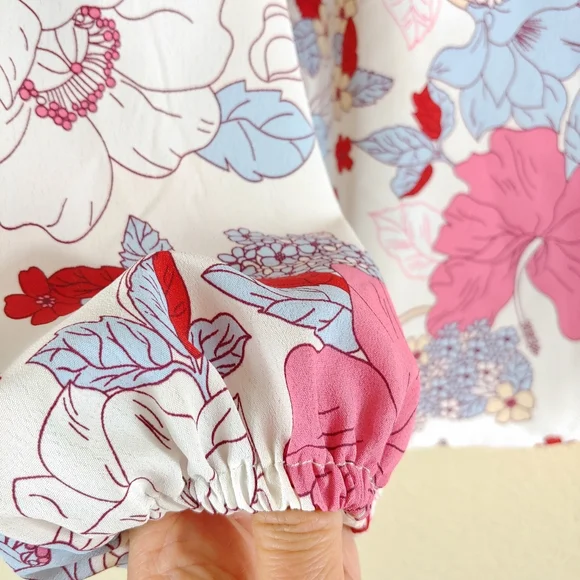 Anthropologie Sanctuary Meadow Floral Blouse long sleeves top oversized - Picture 11 of 13